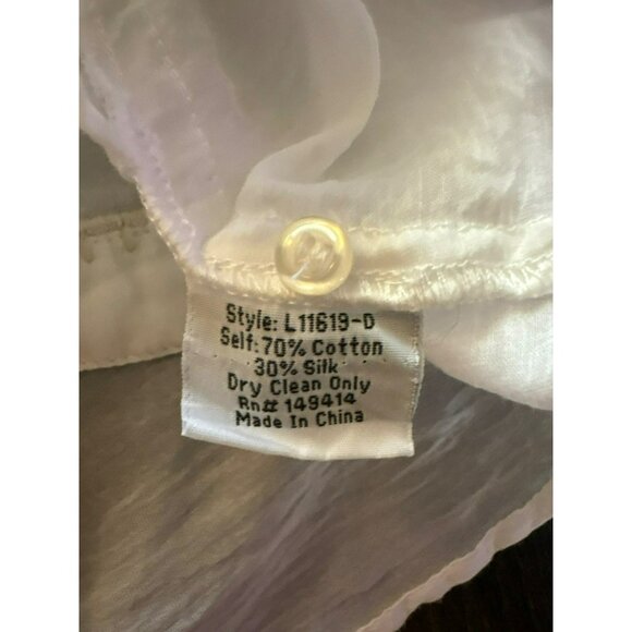 Johnny Was Jade Cotton/Silk Sheer Long Sleeve Button-Down Top Size XS - Picture 5 of 9